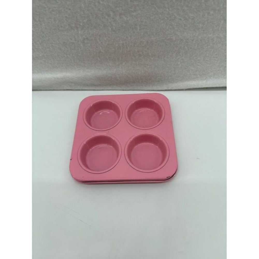 Pink Metal Mini Cupcake Pan/ Vintage/ Toy‎ Kitchen